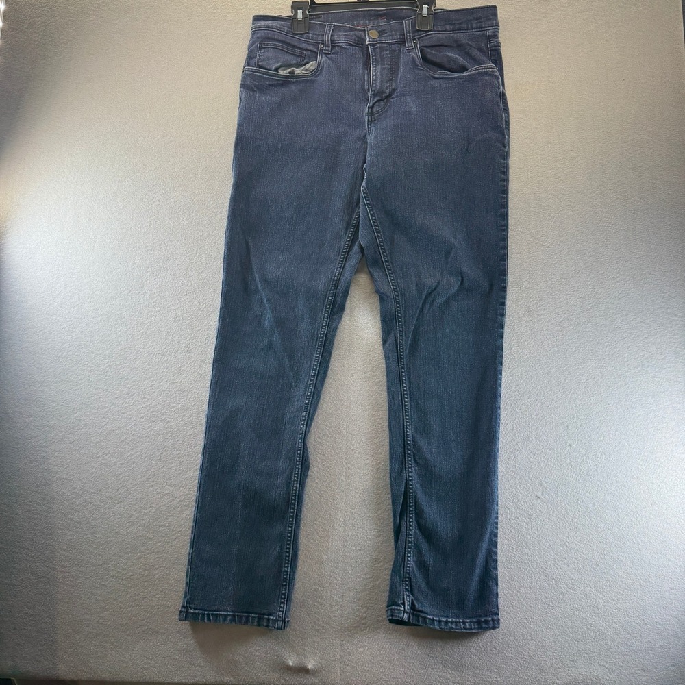 Perry Ellis America Mens Dark Wash Straight Leg Denim Jeans Blue 34x32